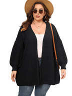 Women's Cardigan - Plus Size Open Front Knit