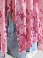 Plus Size Floral Print Chiffon Blouse