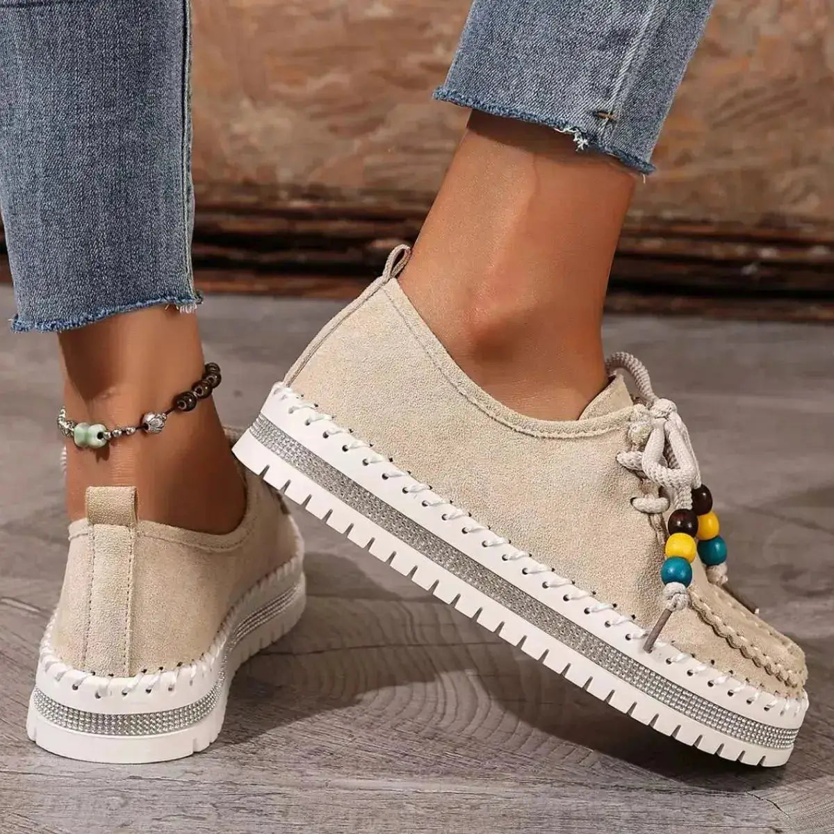 Stylish Suede Round Toe Platform Loafers by Parfymia