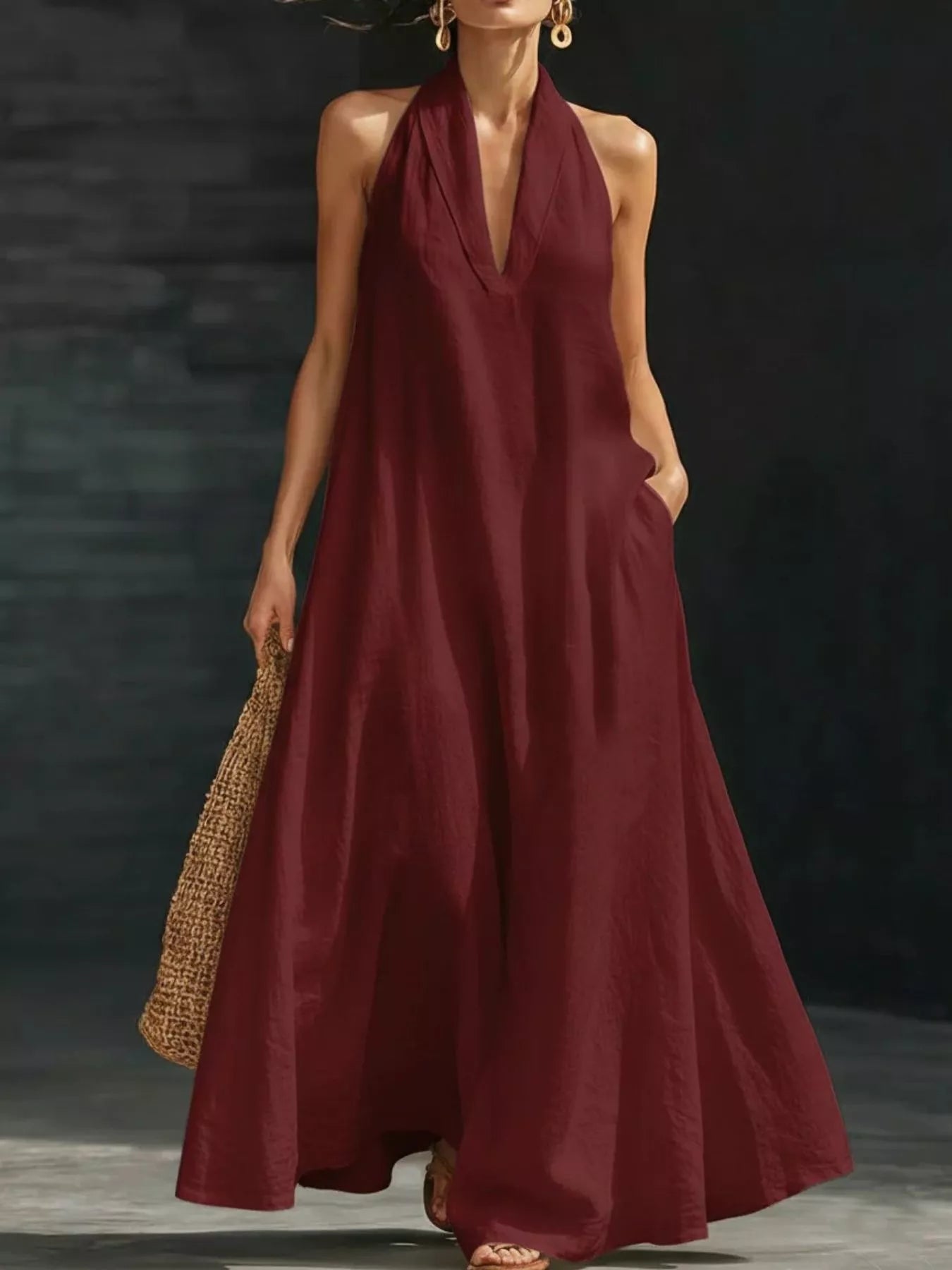 Women's Maxi Dress – Halter Neck Sleeveless