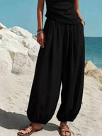Women's Pants Set – One-Shoulder Top & Wide Leg