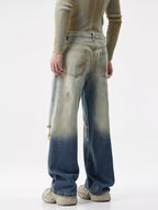Men's Distressed Wide-Leg Jeans