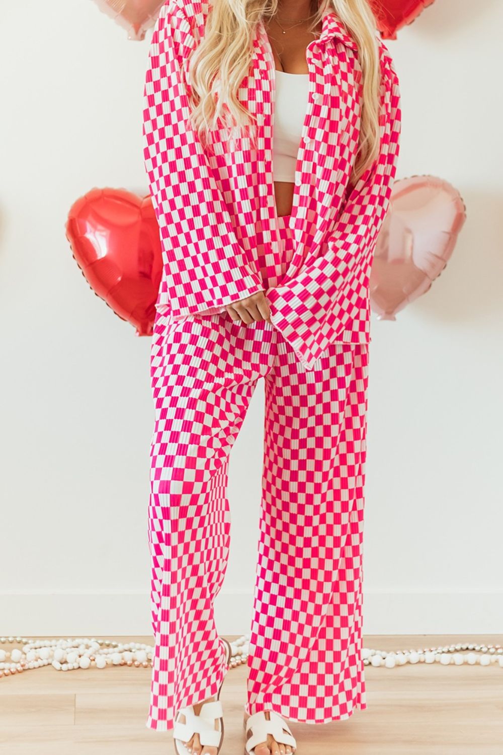 Women's Pants Set – Checkerboard Print