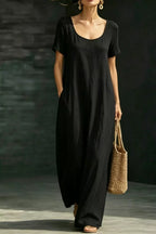Women's Maxi Dress – Loose Casual Short Sleeve