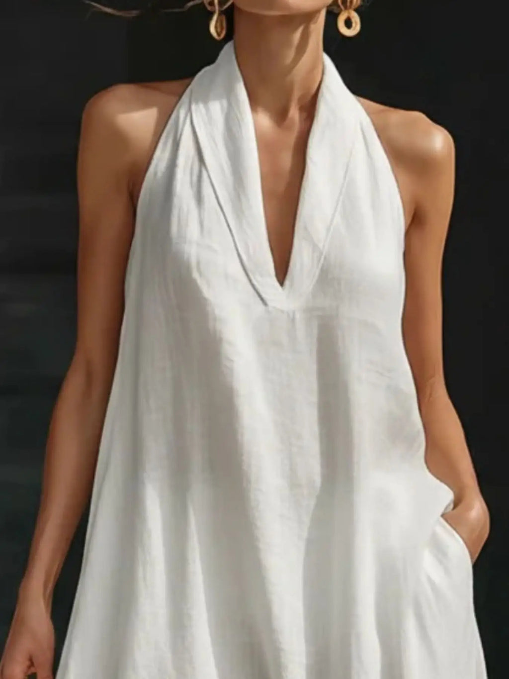 Halter Neck Maxi Dress with Pockets Trendsi