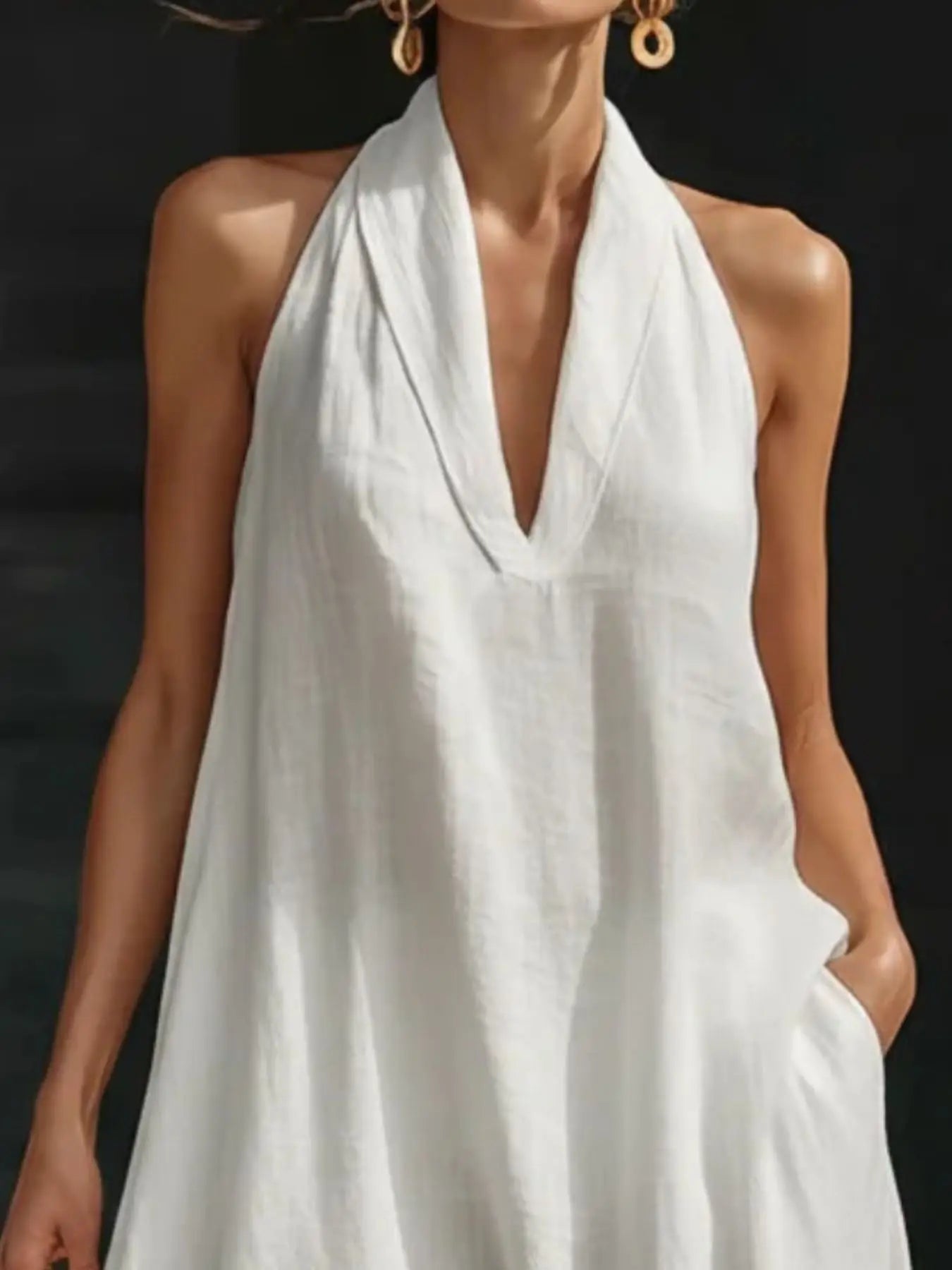 Halter Neck Maxi Dress with Pockets Trendsi