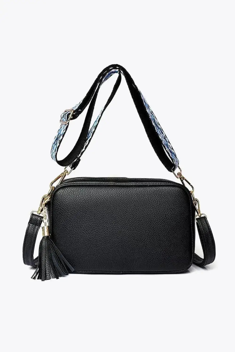 PU Leather Crossbody Bag with Tassel Detail by Parfymia