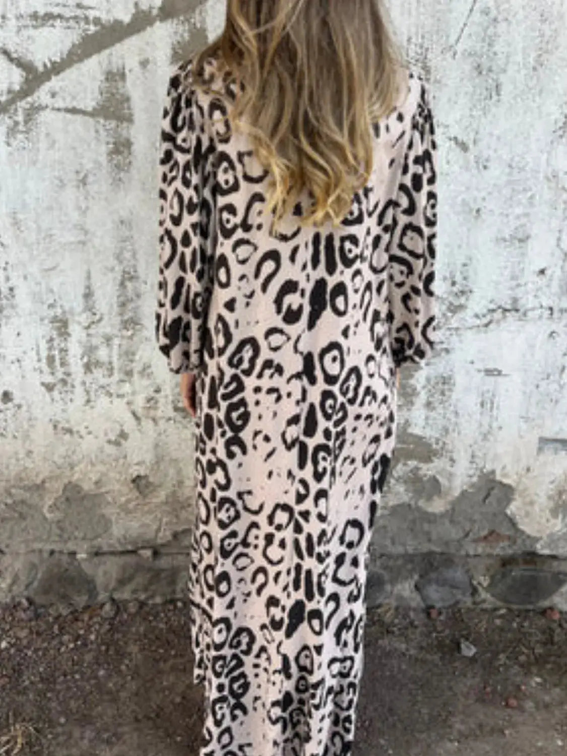 Full Size Printed V-Neck Dress with Pockets Plus Size Trendsi
