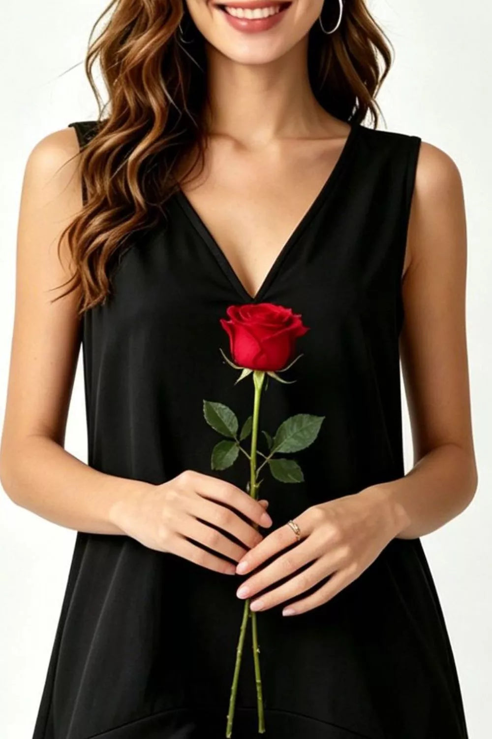 Women's Mini Dress – Ruffle Hem V-Neck