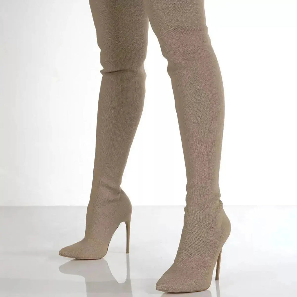 Elegant Point Toe Stiletto Boots in Mesh by Parfymia