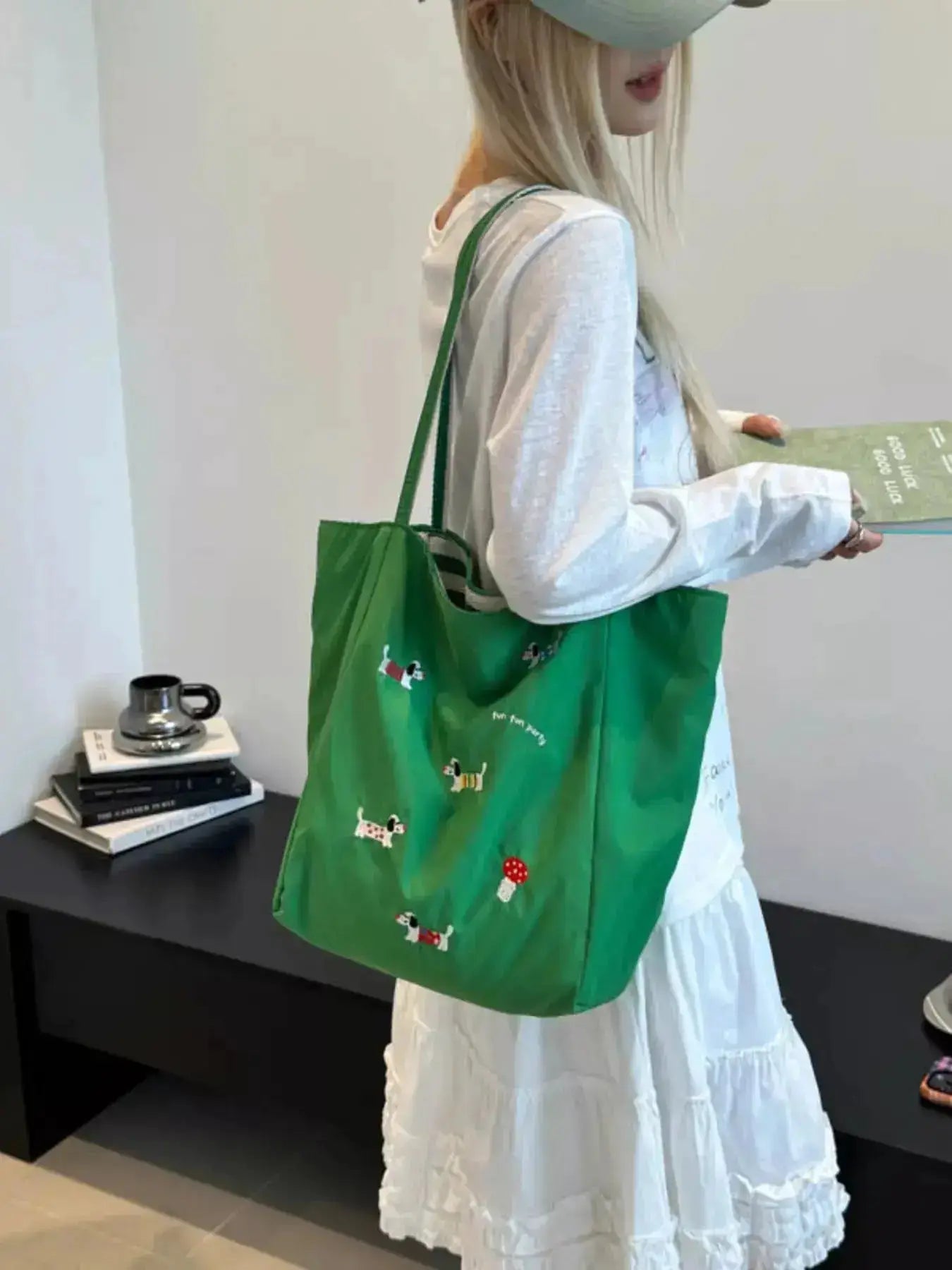 Embroidered Dachshund Shoulder Bag by Parfymia