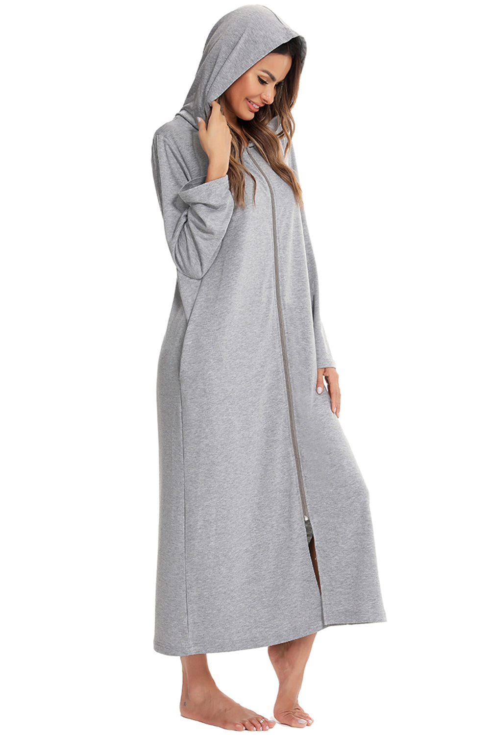 Women's Hooded Night Dress with Pockets