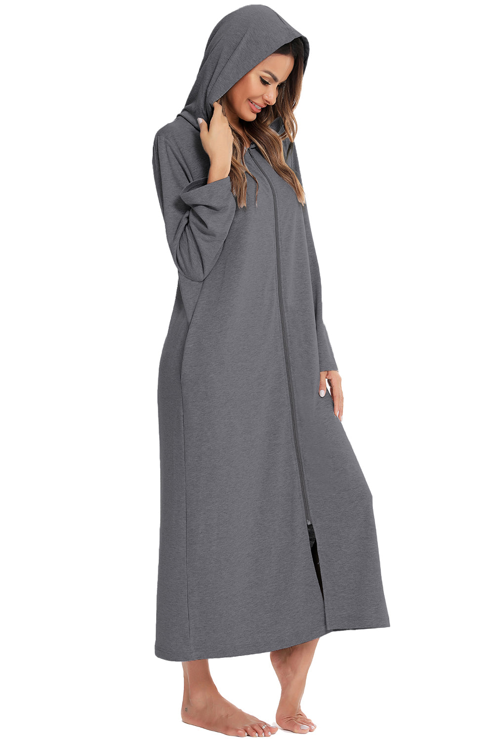 Women's Hooded Night Dress with Pockets
