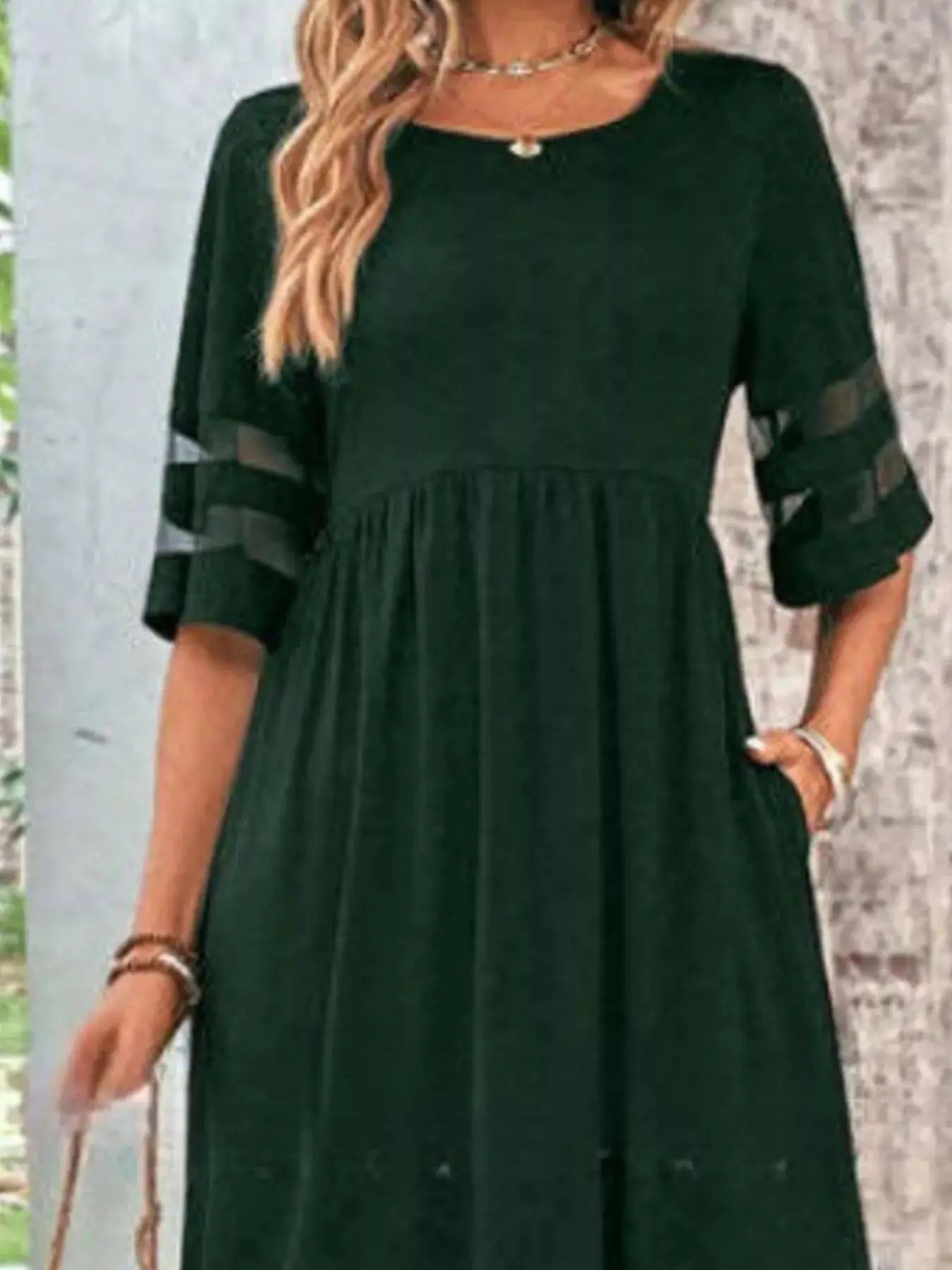 Full Size Round Neck Half Sleeve Dress Plus Size Trendsi