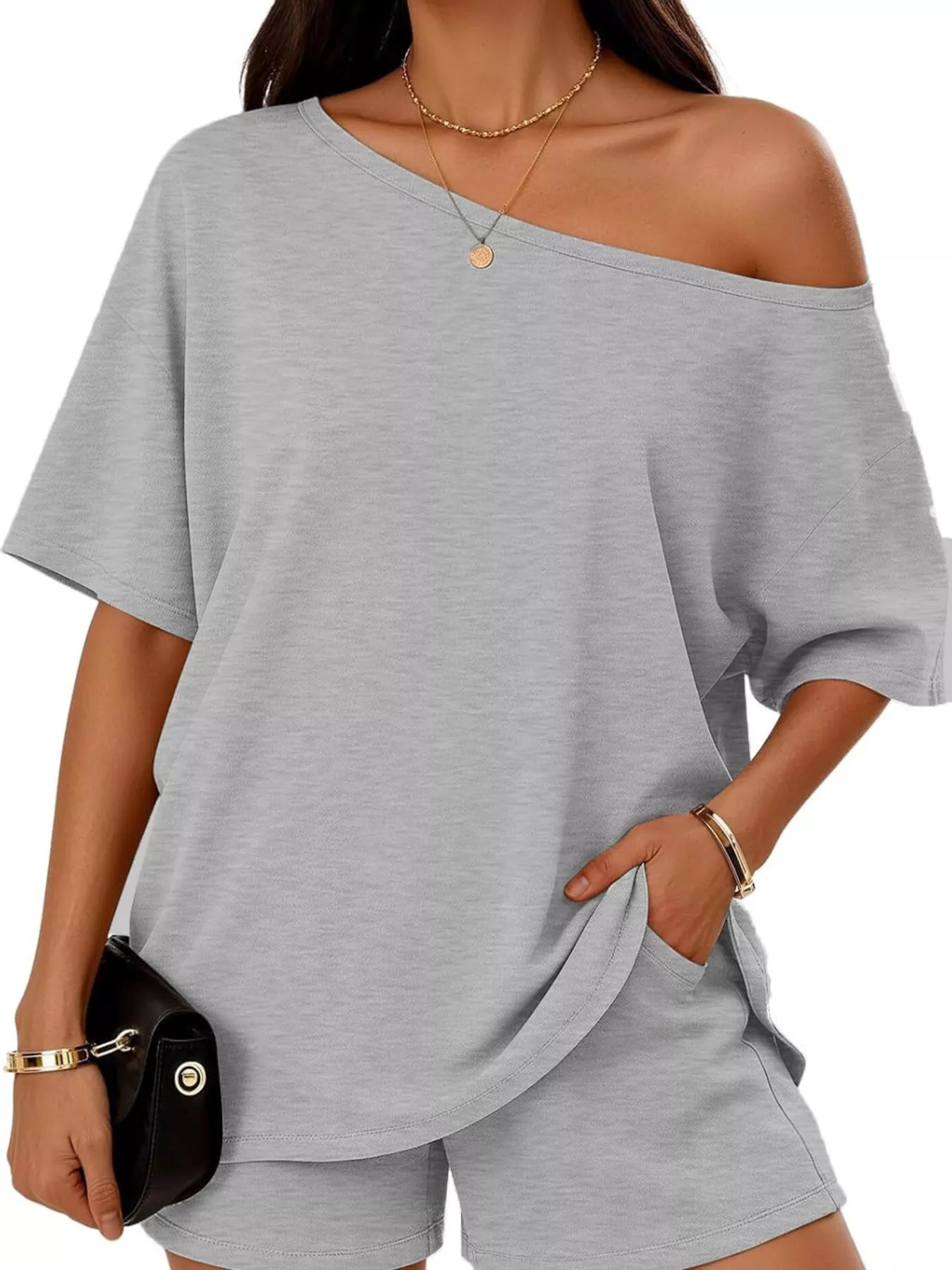 Women's Shorts Set One Shoulder Plus Size