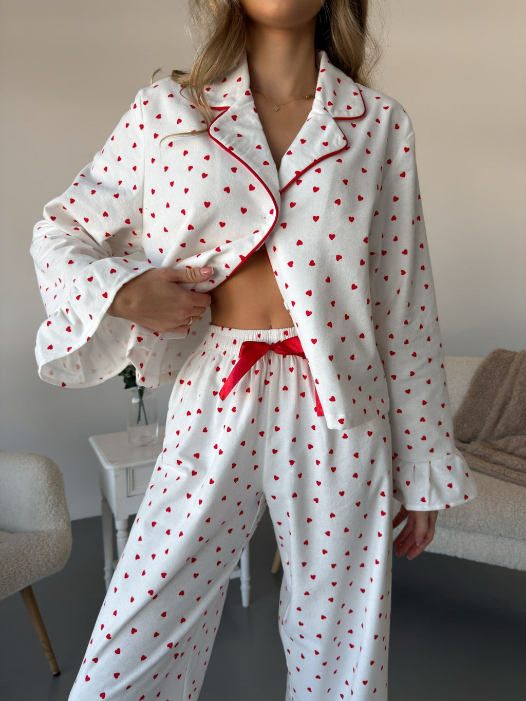 Women's Loungewear Heart Print Cotton Set