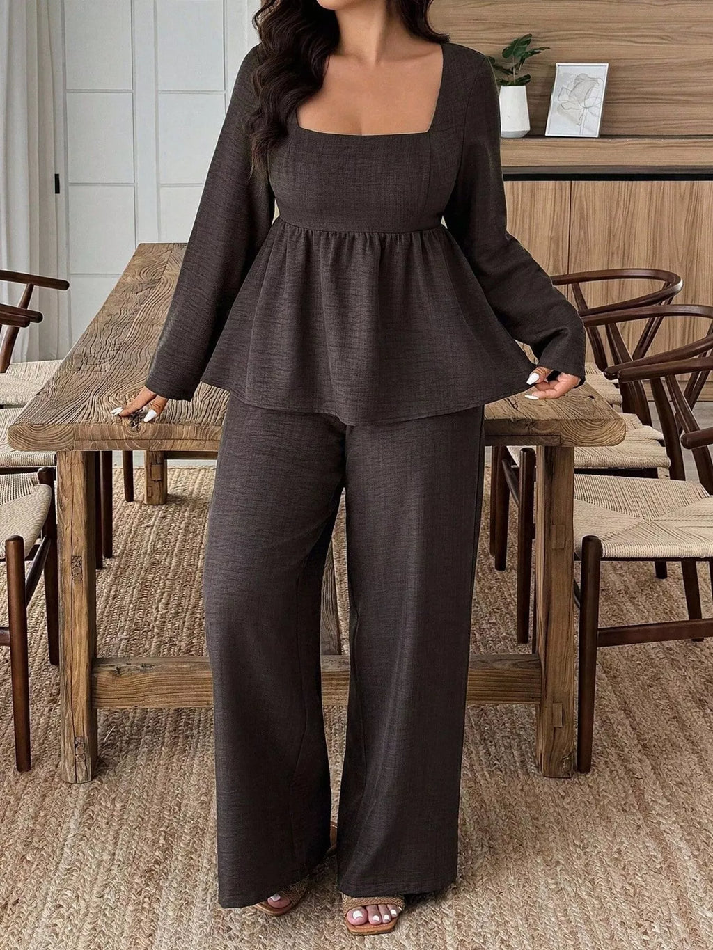 Women's Plus Size Pants Two-Piece Set
