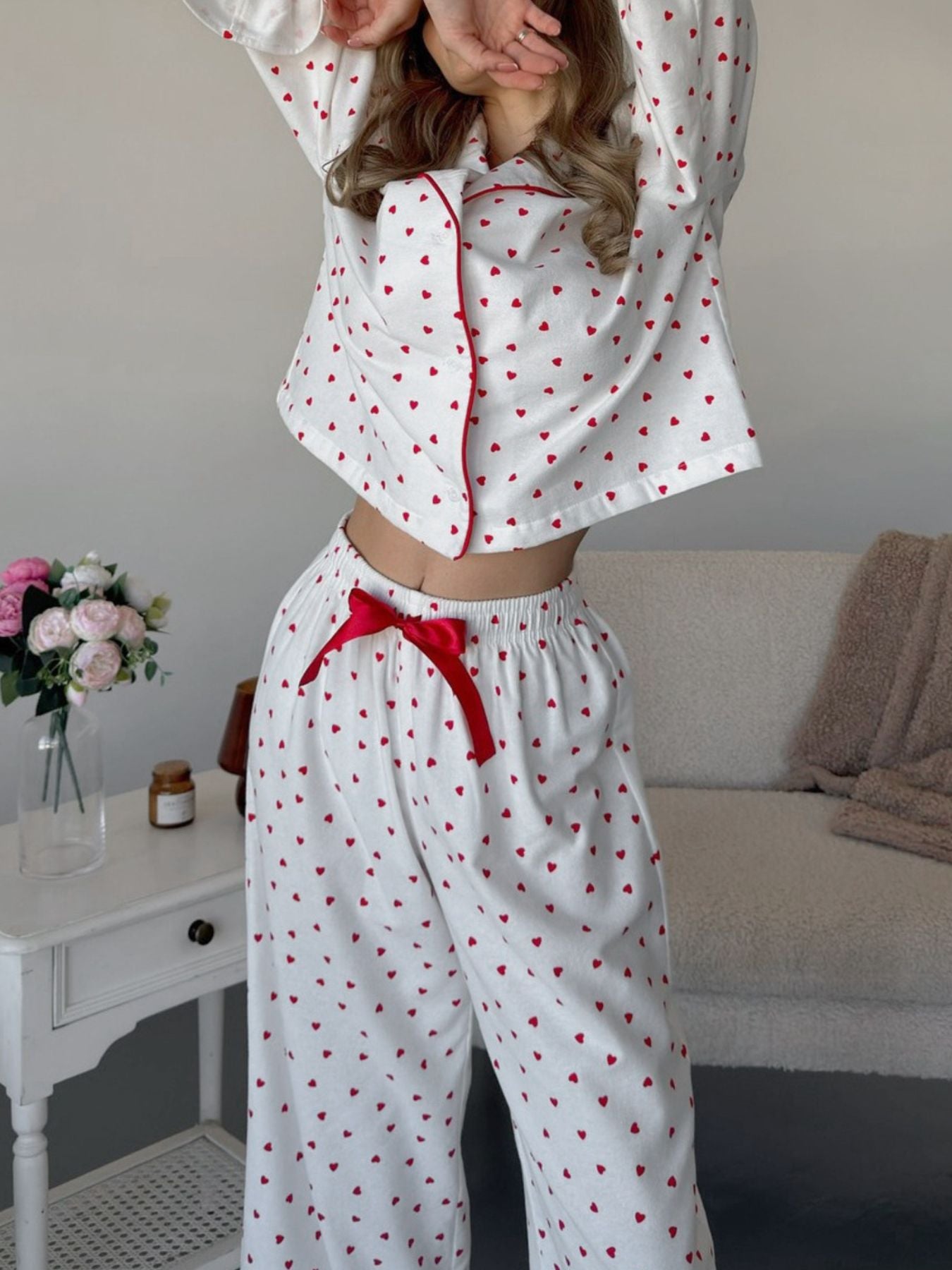 Women's Loungewear Heart Print Cotton Set