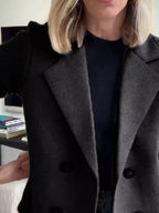 Women's Double-Breasted Jacket with Knit Sleeves