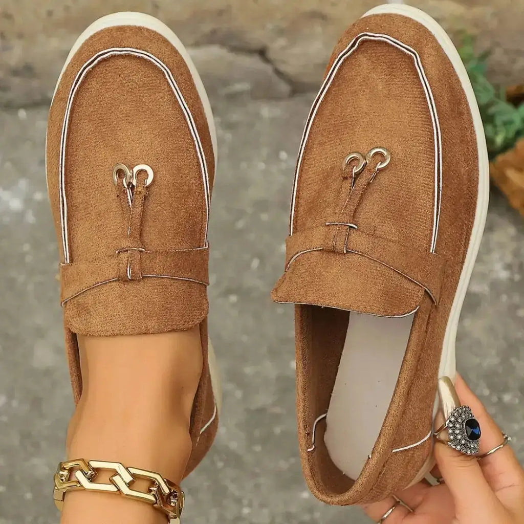 Durable Polyester Rubber Casual Round Toe Slip-Ons by Parfymia