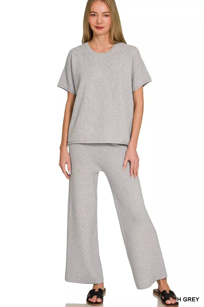 Zenana Viscose Round Neck Top And Pants Set Lounge Wear For Relaxed Comfort — Parfymia