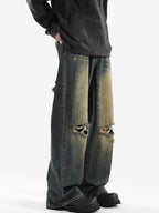 Men's Wide Leg Jeans – Distressed Blue