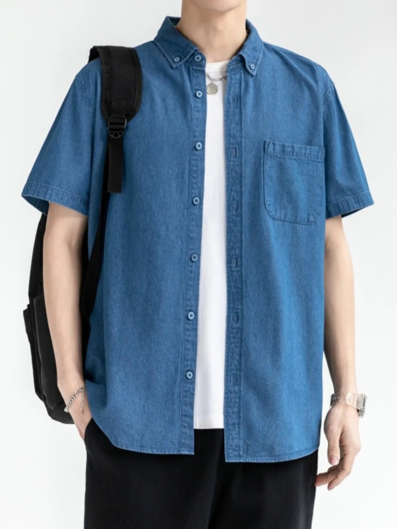 Men's Plus Size Casual Denim Shirt