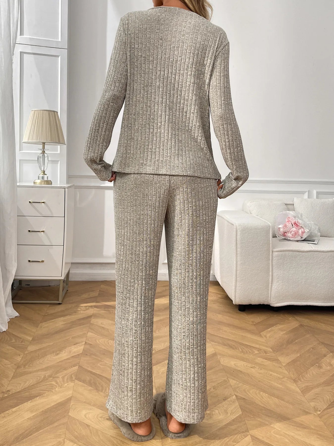 Women's Loungewear Set – Ribbed Long Sleeve