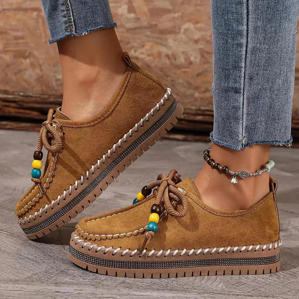 Stylish Suede Round Toe Platform Loafers by Parfymia