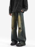 Men's Wide Leg Jeans – Distressed Blue