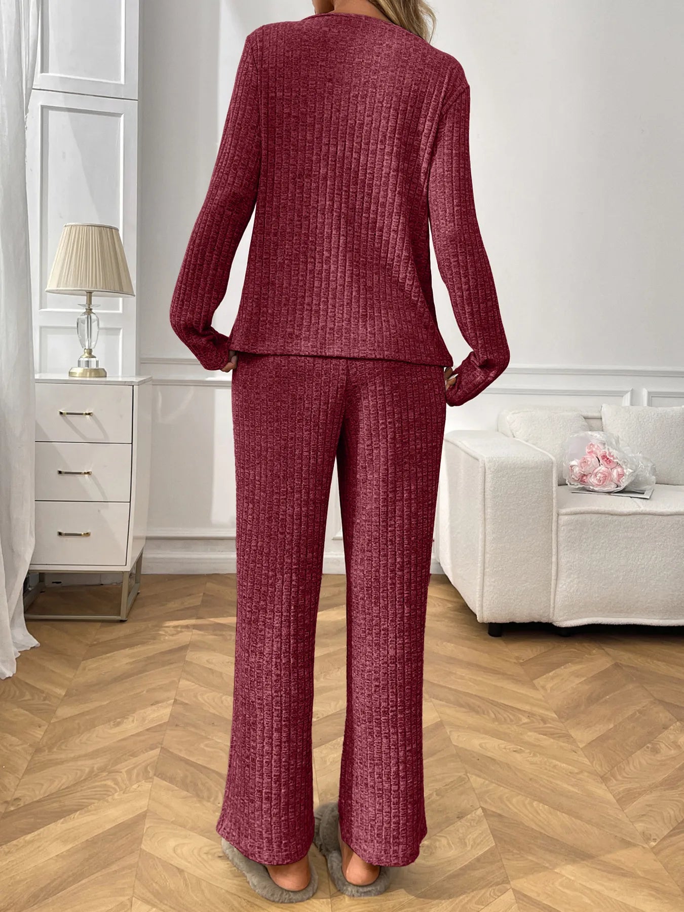 Women's Loungewear Set – Ribbed Long Sleeve