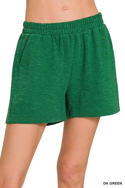 Zenana Cotton Slub Shorts For Women DK Green Lightweight Comfort — Parfymia
