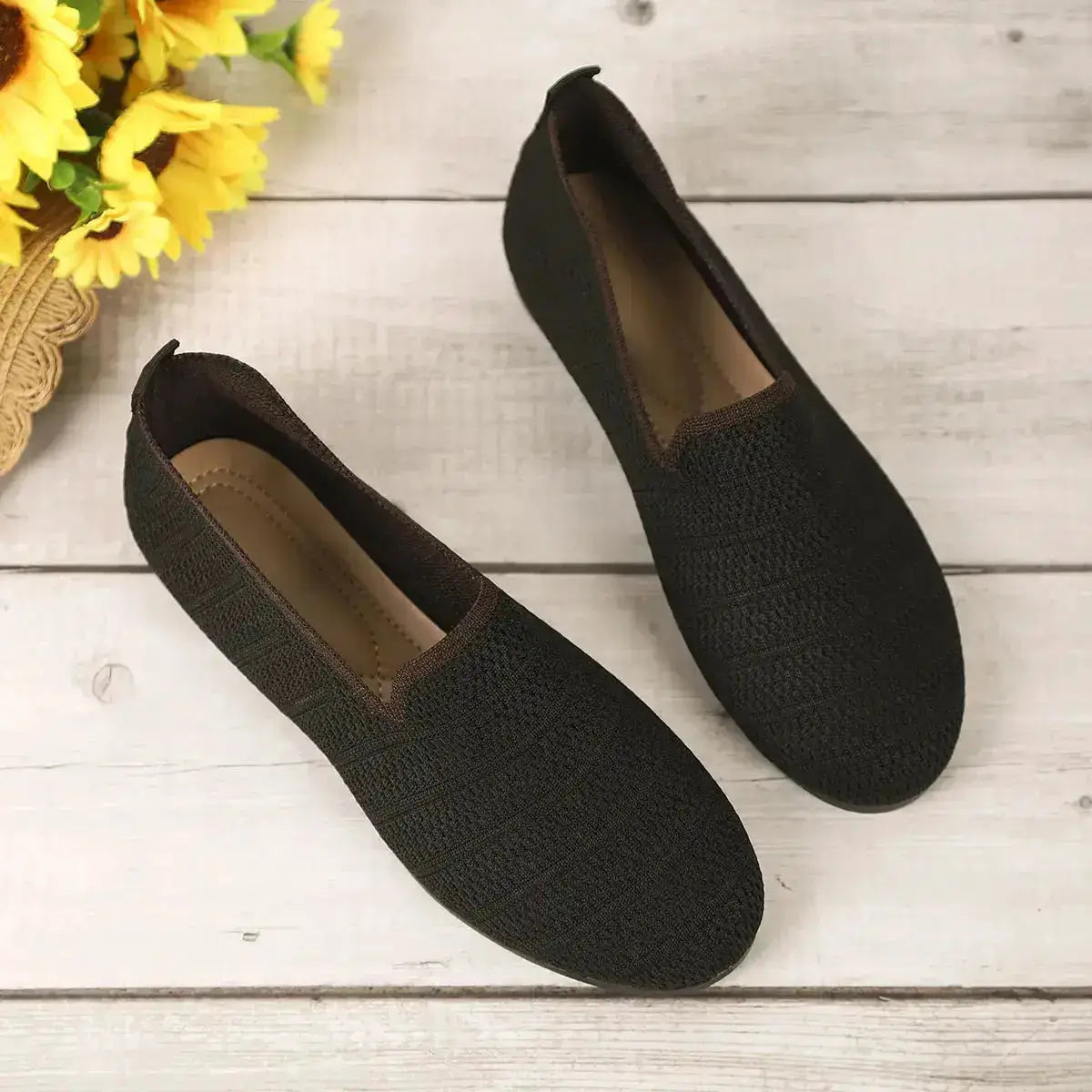 Comfortable Breathable Knit Slip-On Loafers by Parfymia
