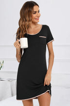 Women's Lounge Dress – Contrast Trim Pocketed
