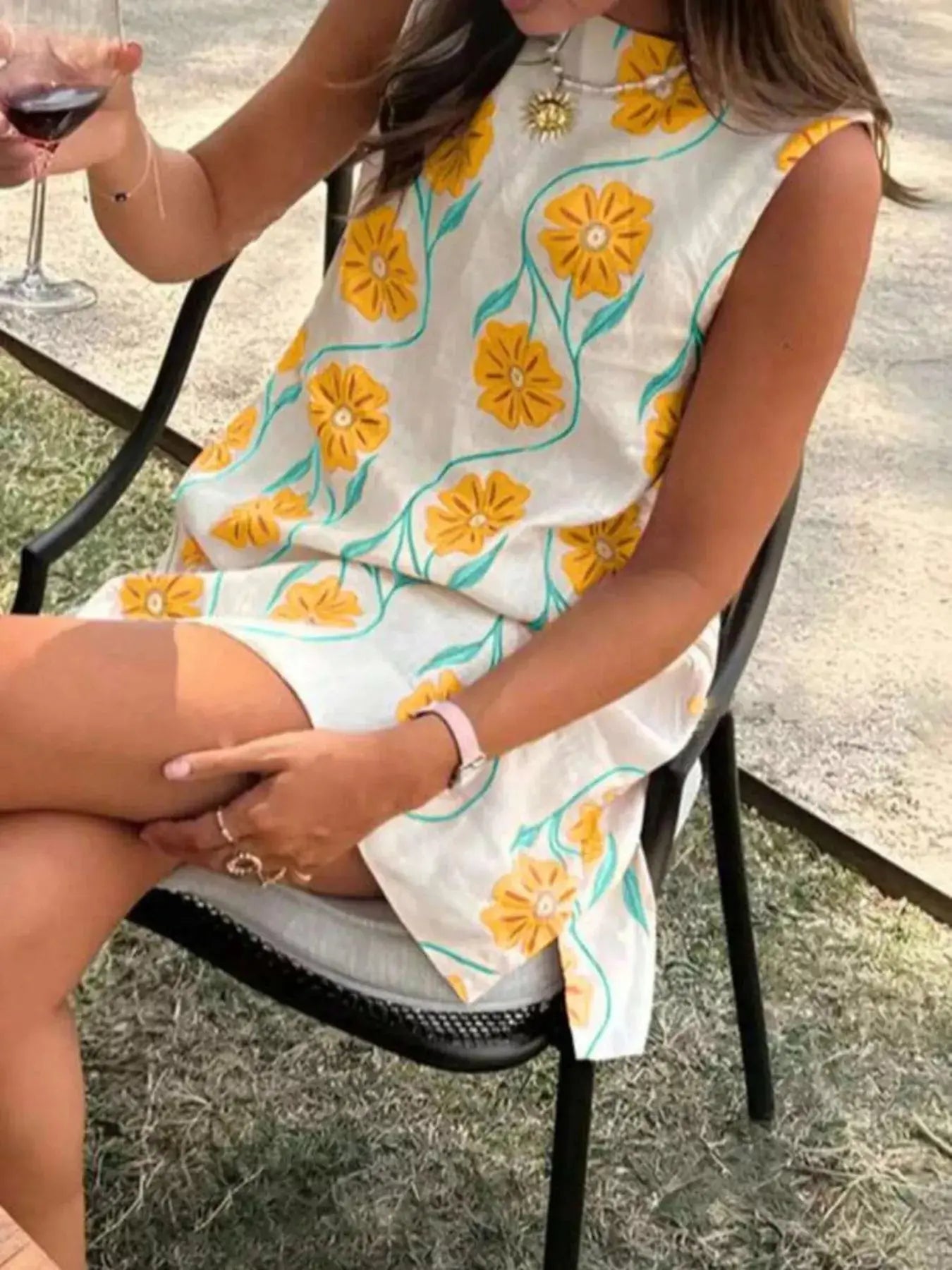 Floral Pattern Sleeveless Mini Dress Trendsi