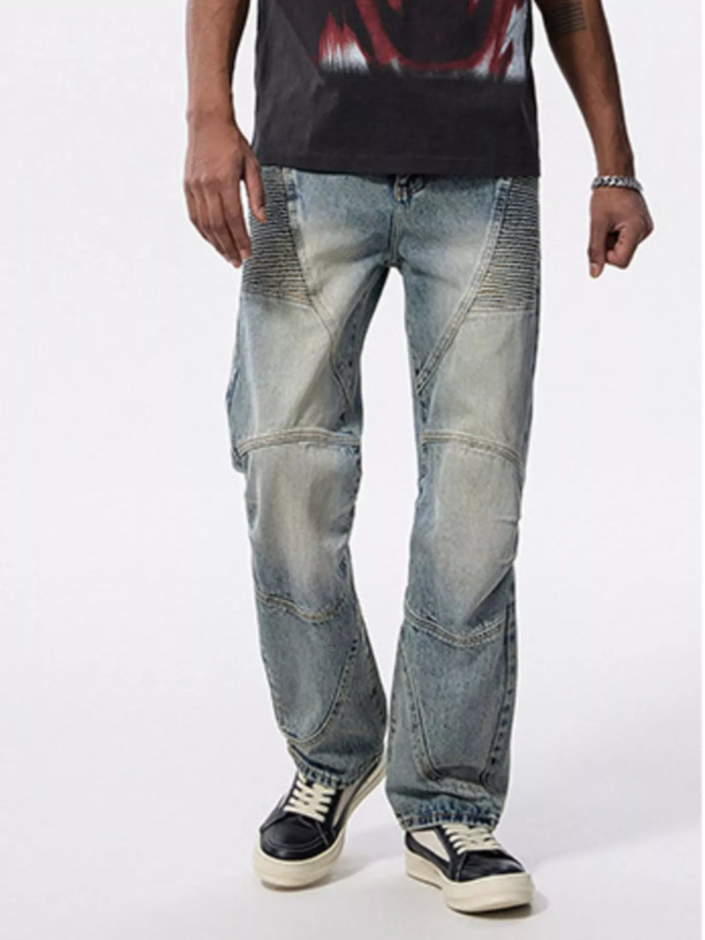 Men's Wide Leg Jeans – Washed Light Blue