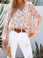 Women's Floral Print V-Neck Blouse Plus Size