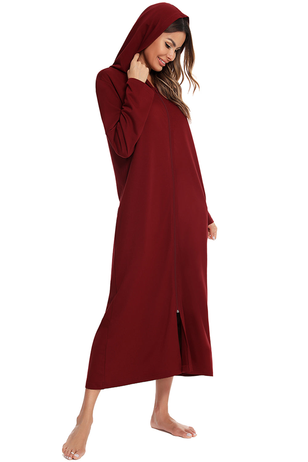 Women's Hooded Night Dress with Pockets