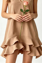 Women's Mini Dress – Ruffle Hem V-Neck