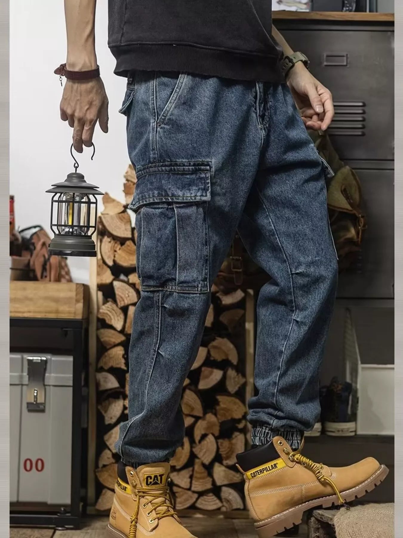 Men's Plus Size Cargo Jeans – Vintage Wash