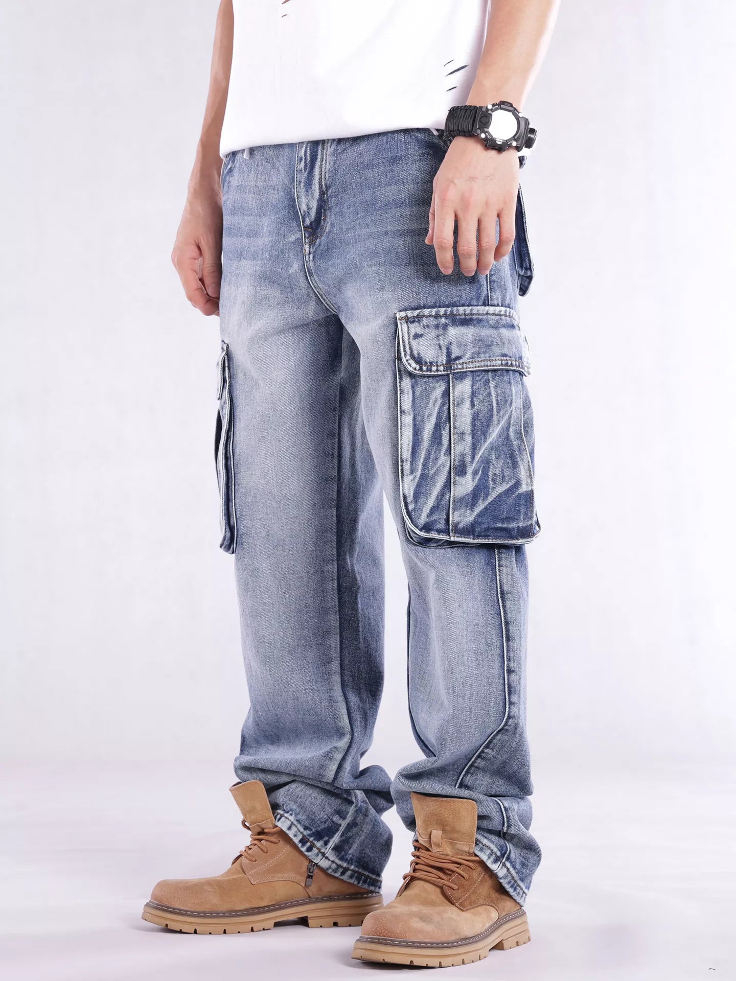 Men's Cargo Jeans Loose Fit