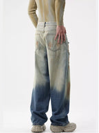 Men's Distressed Wide-Leg Jeans