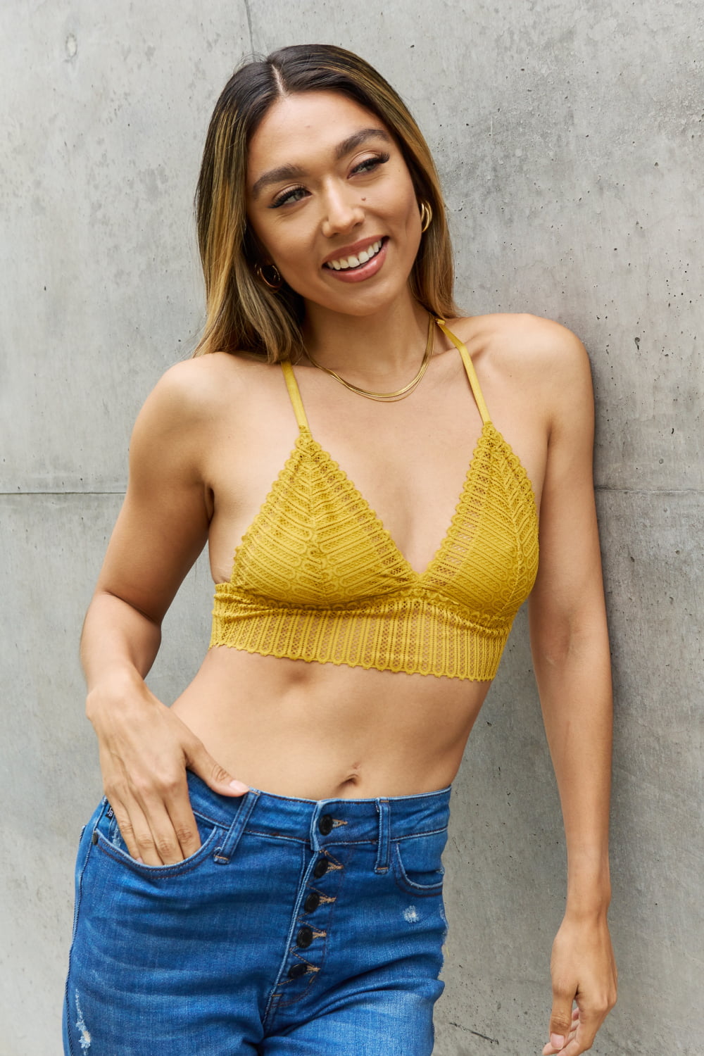Women's Ribbed Lace Racerback Bralette