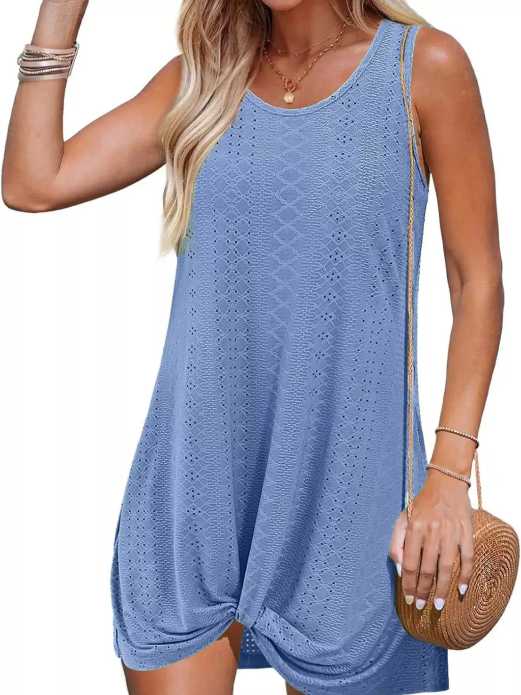 Sleeveless Knotted Hem Tank Dress Trendsi