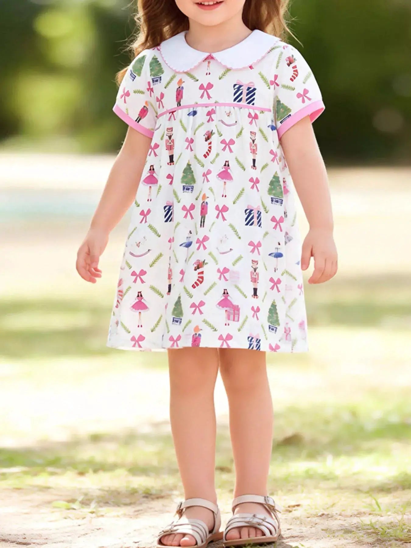 Girls Printed Peter Pan Collar Dress 100 Percent Cotton — Parfymia