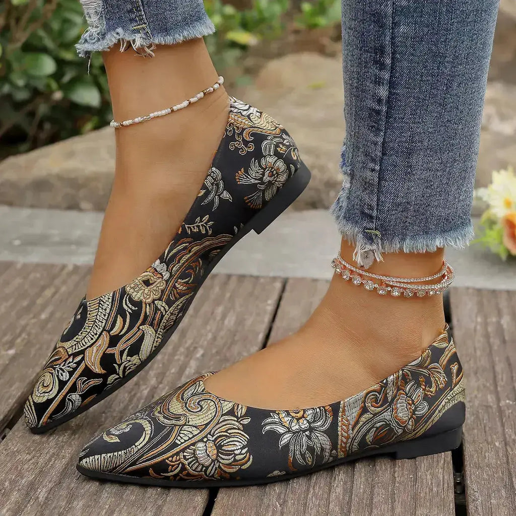 Rhinestone Accented Point Toe Flats for Women by Parfymia