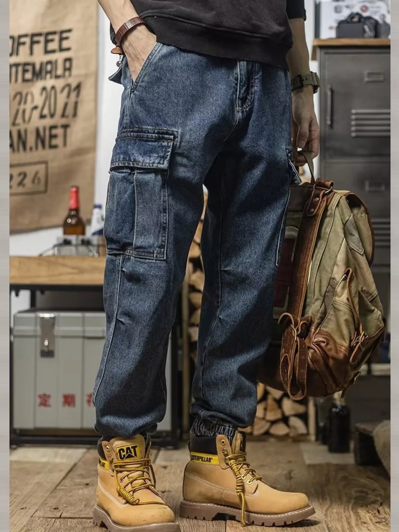 Men's Plus Size Cargo Jeans – Vintage Wash