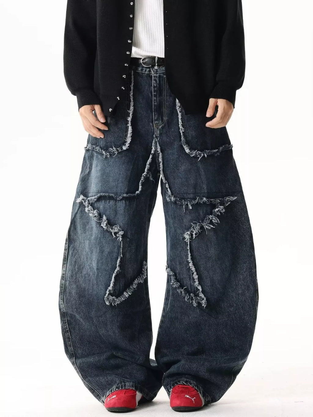 Men's Pants Star Patchwork Wide Leg Jeans