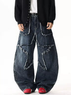 Men's Pants Star Patchwork Wide Leg Jeans