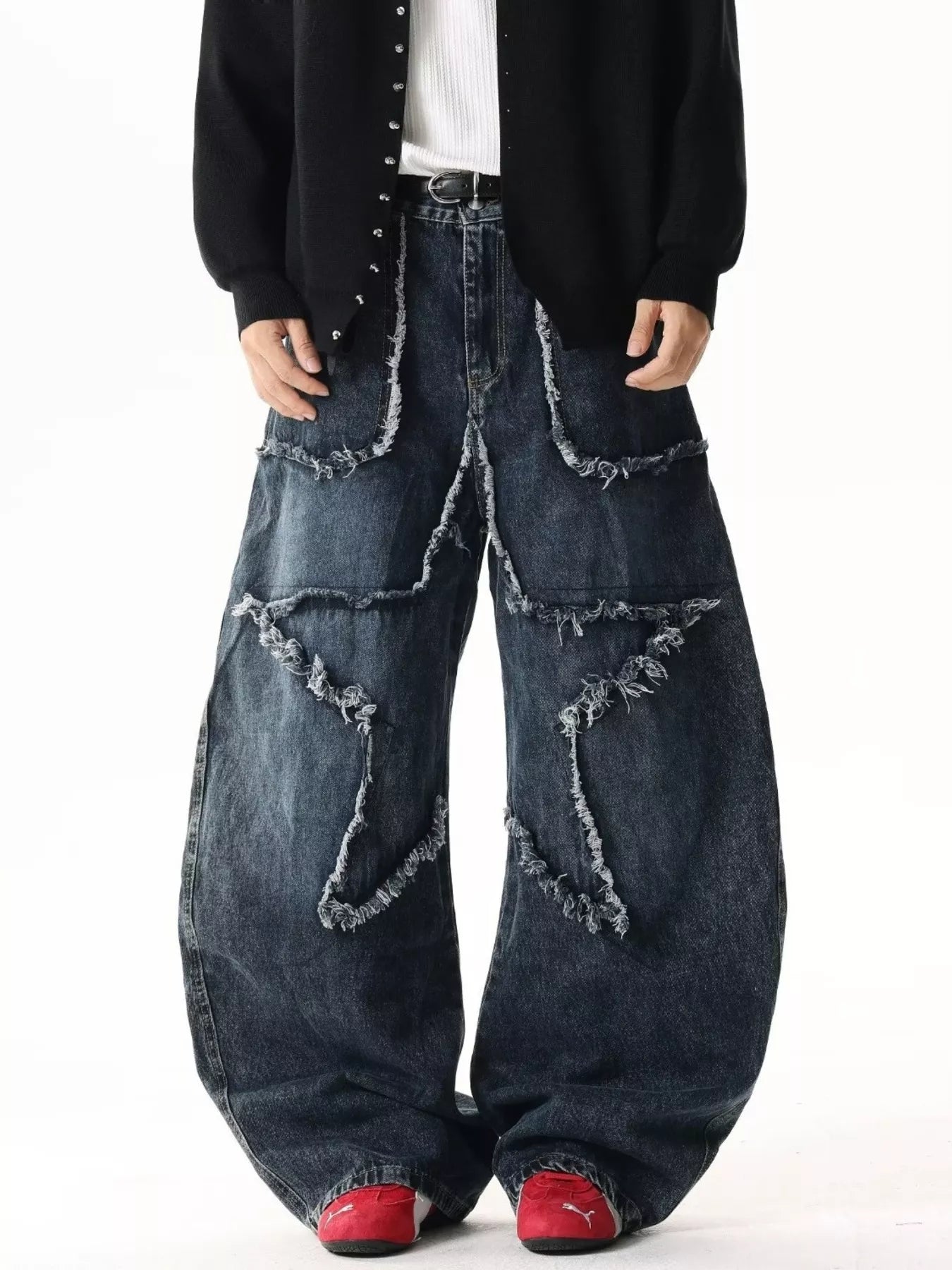 Men's Pants Star Patchwork Wide Leg Jeans
